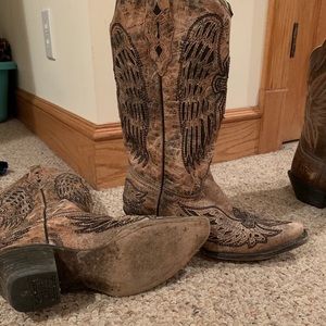 Coral boots. Barely worn.